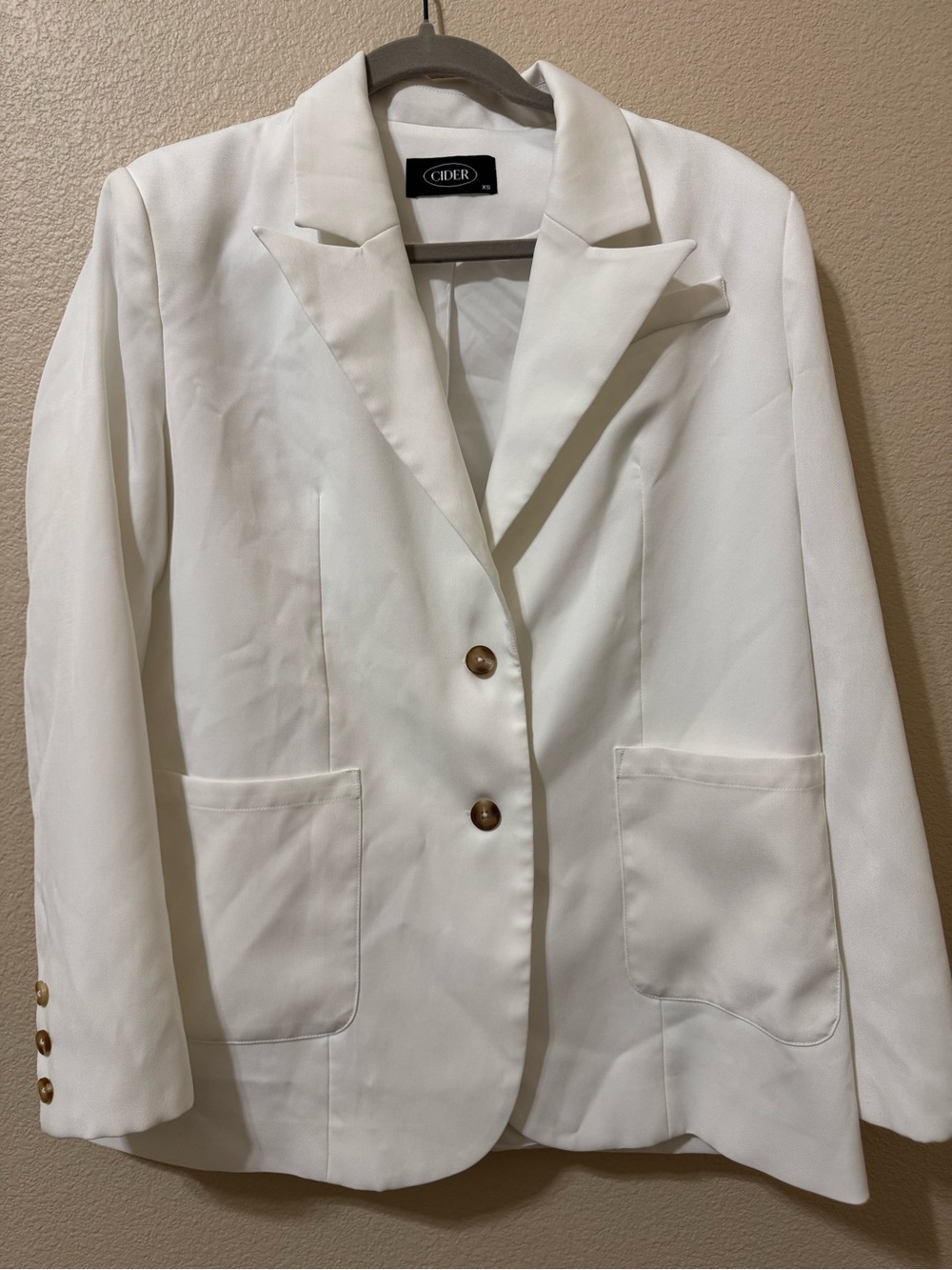CIDER Oversized White Blazer with Pockets - Size XS - EUC